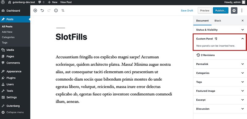 PluginSettingsSidebar SlotFill Screenshot