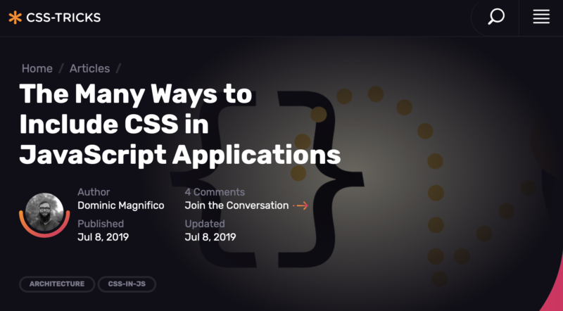 Analysis of CSS in JavaScript Applications Featured on CSS-Tricks | 10up
