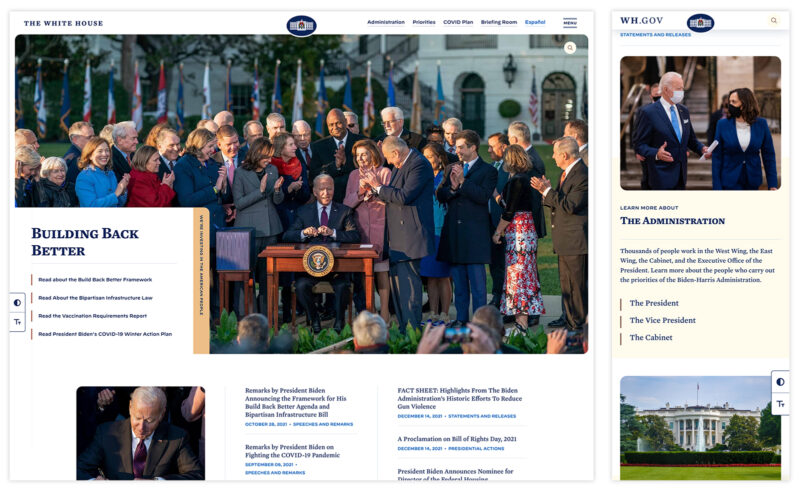 US GOVERNMENT WHITE HOUSE WEBSITE visual data 5
