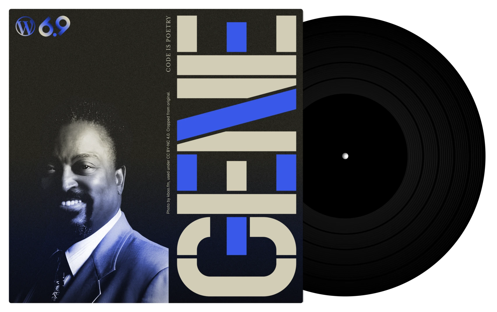 A record with Gene on the cover, signifying WordPress 6.9's namesake.